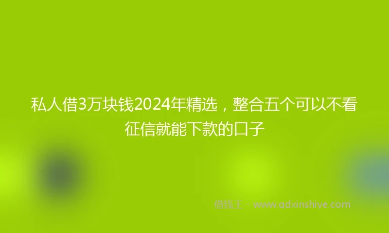 私人借3万块钱2024年精选，整合五个可以不看征信就能下款的口子