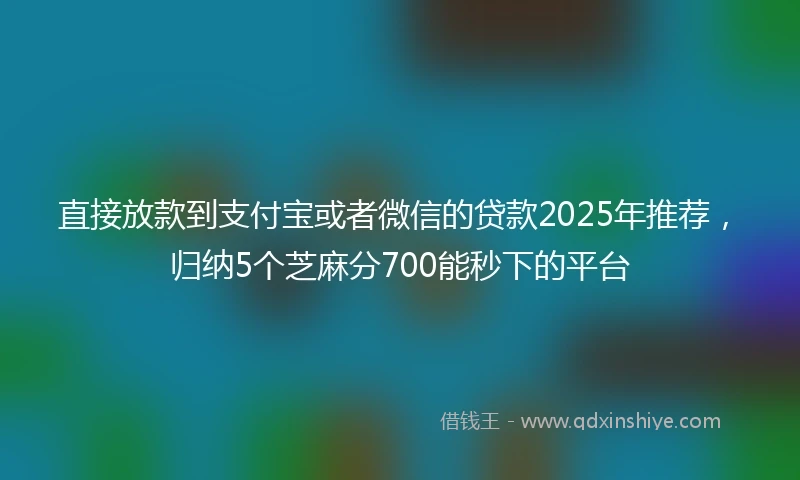 直接放款到支付宝或者微信的贷款2025年推荐，归纳5个芝麻分700能秒下的平台