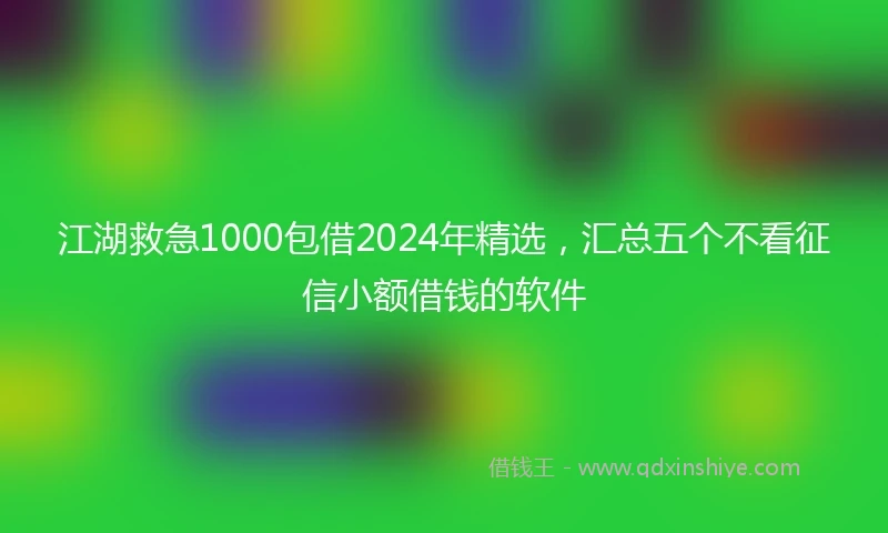 江湖救急1000包借2024年精选，汇总五个不看征信小额借钱的软件