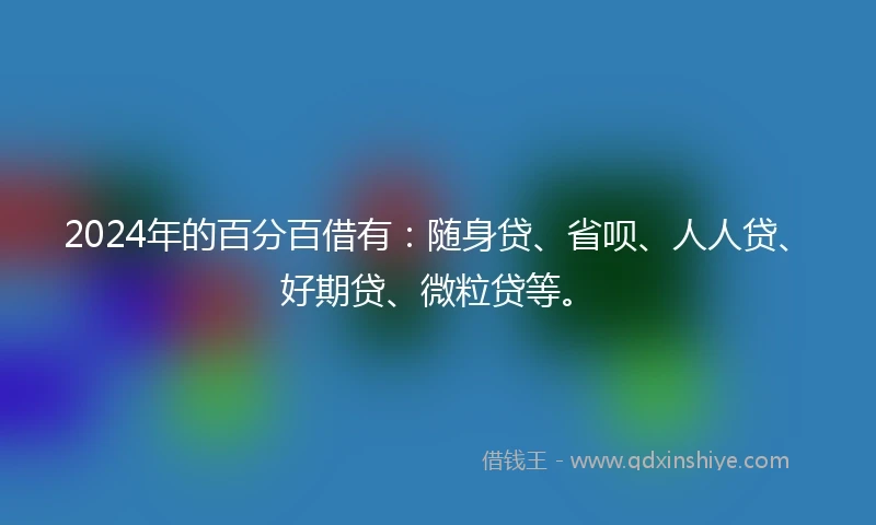 2024年的百分百借有：随身贷、省呗、人人贷、好期贷、微粒贷等。