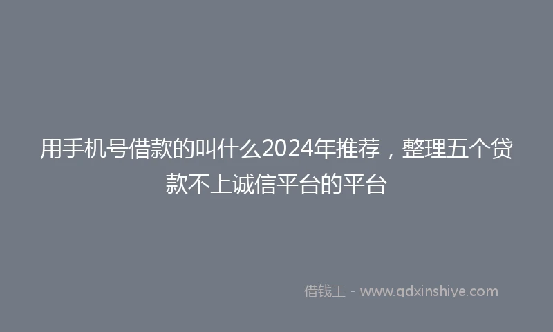 用手机号借款的叫什么2024年推荐，整理五个贷款不上诚信平台的平台