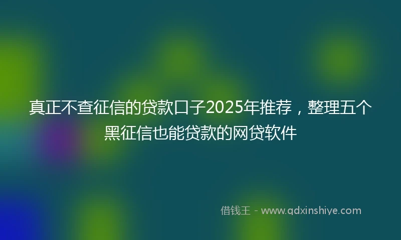 真正不查征信的贷款口子2025年推荐，整理五个黑征信也能贷款的网贷软件