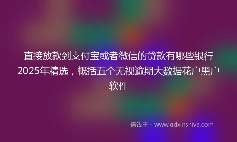 直接放款到支付宝或者微信的贷款有哪些银行2025年精选,概括五个无视逾期大数据花户黑户软件