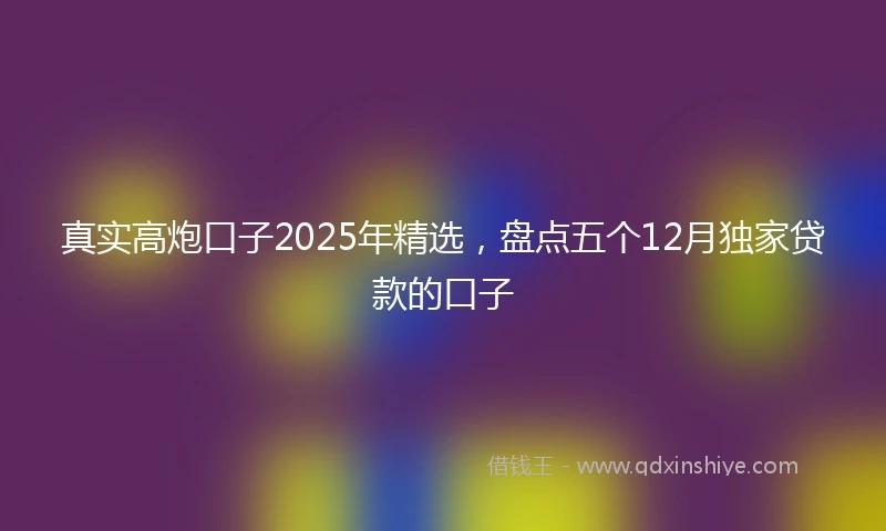 真实高炮口子2025年精选，盘点五个12月独家贷款的口子
