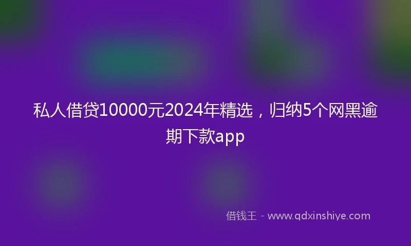 私人借贷10000元2024年精选，归纳5个网黑逾期下款app