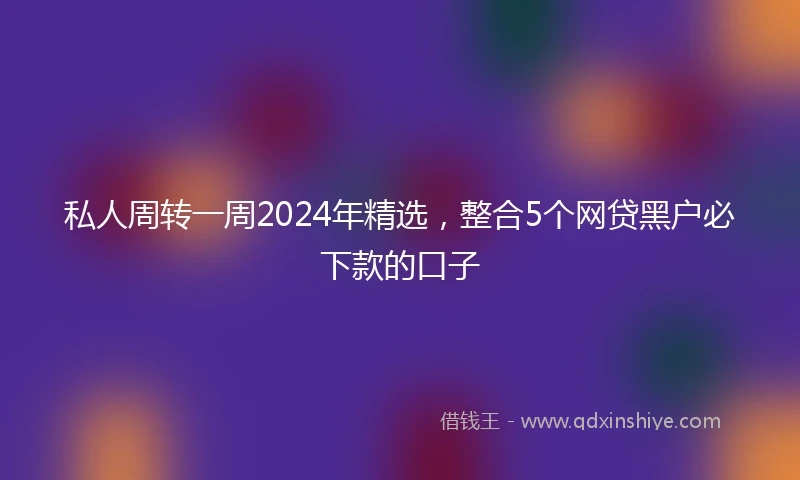 私人周转一周2024年精选，整合5个网贷黑户必下款的口子