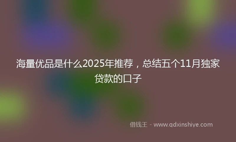 海量优品是什么2025年推荐，总结五个11月独家贷款的口子