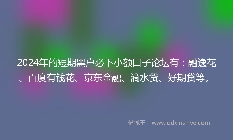 2024年的短期黑户必下小额口子论坛有：融逸花、百度有钱花、京东金融、滴水贷、好期贷等。
