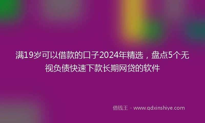 满19岁可以借款的口子2024年精选，盘点5个无视负债快速下款长期网贷的软件
