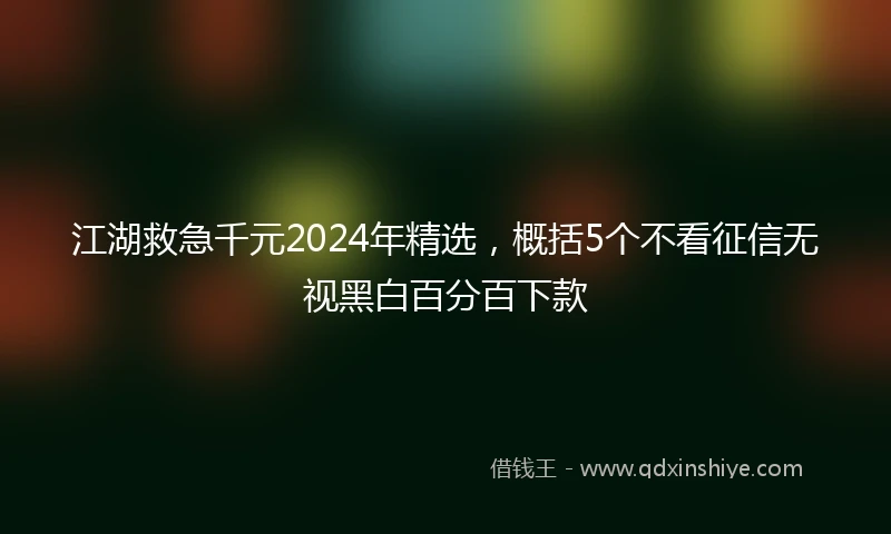 江湖救急千元2024年精选，概括5个不看征信无视黑白百分百下款