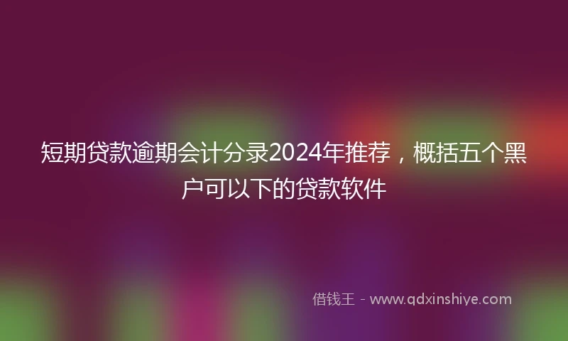 短期贷款逾期会计分录2024年推荐，概括五个黑户可以下的贷款软件