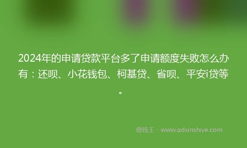2024年的申请贷款平台多了申请额度失败怎么办有：还呗、小花钱包、柯基贷、省呗、平安i贷等。