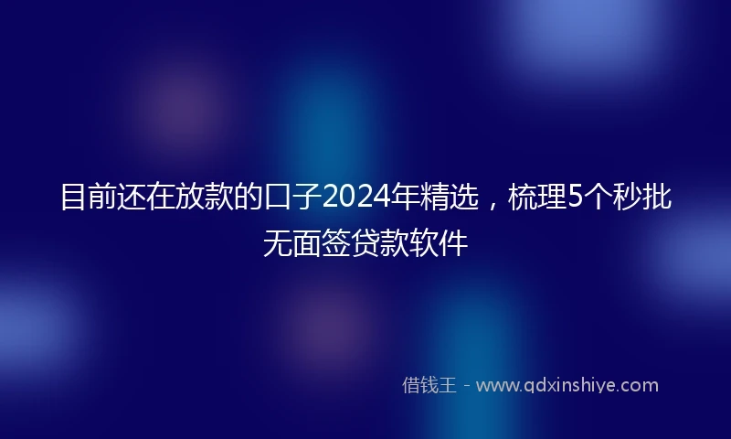 目前还在放款的口子2024年精选，梳理5个秒批无面签贷款软件