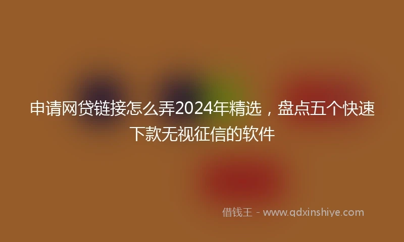 申请网贷链接怎么弄2024年精选，盘点五个快速下款无视征信的软件