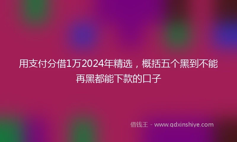 用支付分借1万2024年精选，概括五个黑到不能再黑都能下款的口子