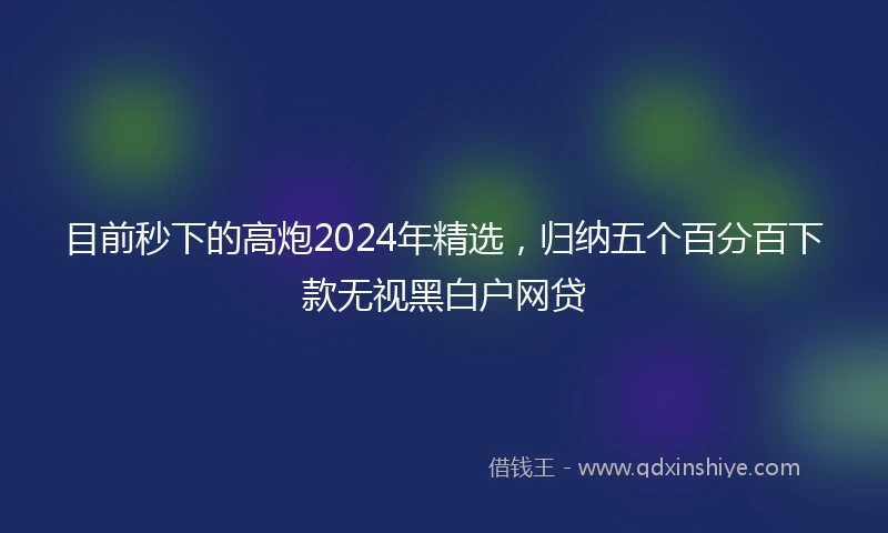 目前秒下的高炮2024年精选，归纳五个百分百下款无视黑白户网贷