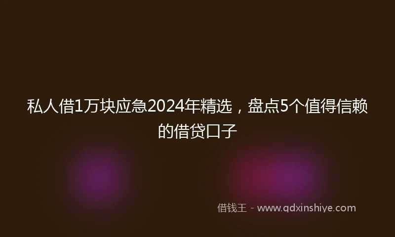 私人借1万块应急2024年精选，盘点5个值得信赖的借贷口子