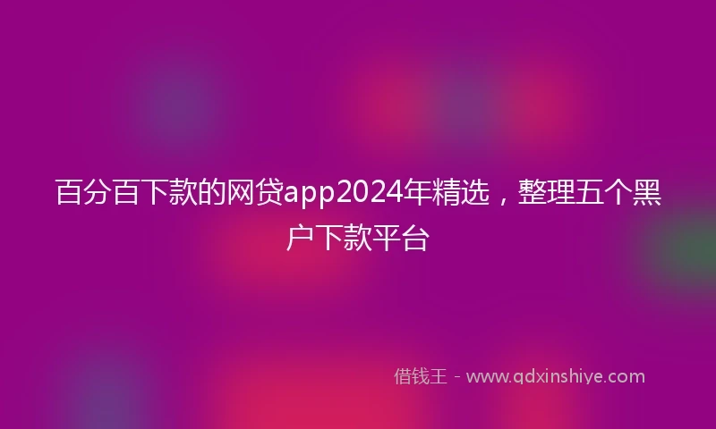 百分百下款的网贷app2024年精选，整理五个黑户下款平台
