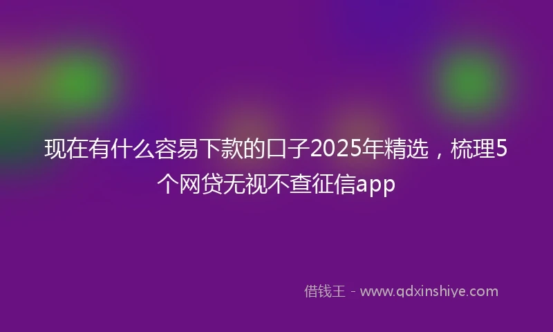 现在有什么容易下款的口子2025年精选，梳理5个网贷无视不查征信app