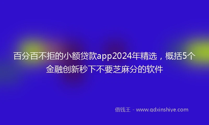 百分百不拒的小额贷款app2024年精选，概括5个金融创新秒下不要芝麻分的软件