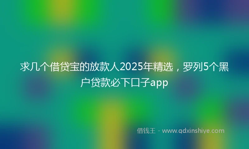 求几个借贷宝的放款人2025年精选，罗列5个黑户贷款必下口子app
