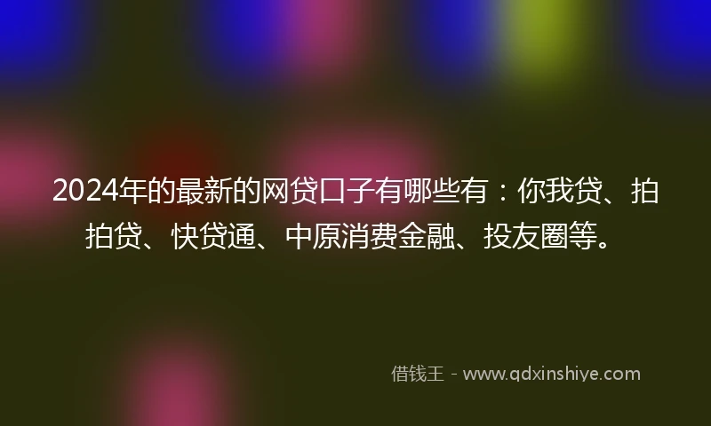 2024年的最新的网贷口子有哪些有：你我贷、拍拍贷、快贷通、中原消费金融、投友圈等。