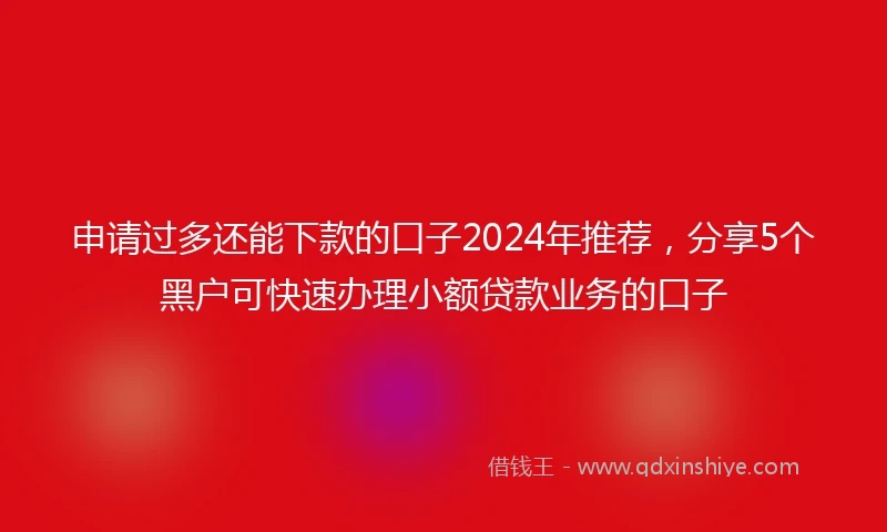 申请过多还能下款的口子2024年推荐，分享5个黑户可快速办理小额贷款业务的口子