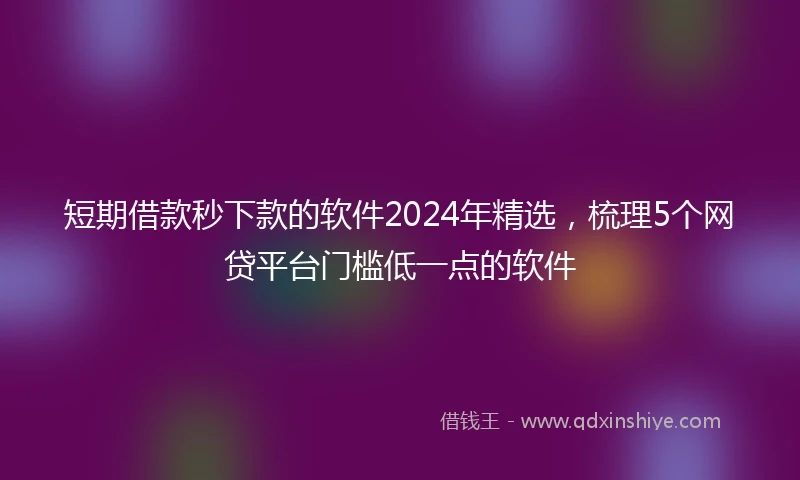 短期借款秒下款的软件2024年精选，梳理5个网贷平台门槛低一点的软件