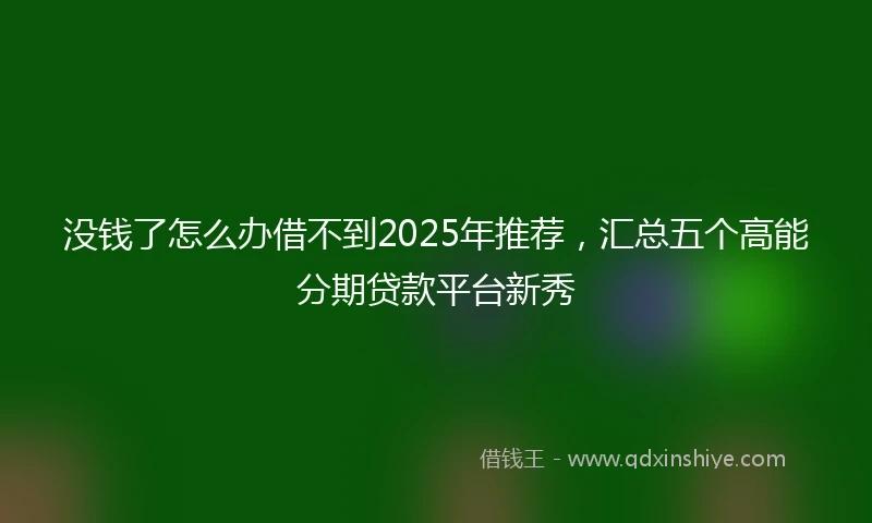 没钱了怎么办借不到2025年推荐，汇总五个高能分期贷款平台新秀