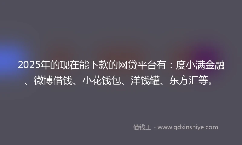 2025年的现在能下款的网贷平台有：度小满金融、微博借钱、小花钱包、洋钱罐、东方汇等。