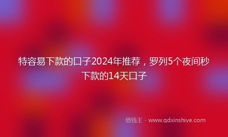 特容易下款的口子2024年推荐，罗列5个夜间秒下款的14天口子