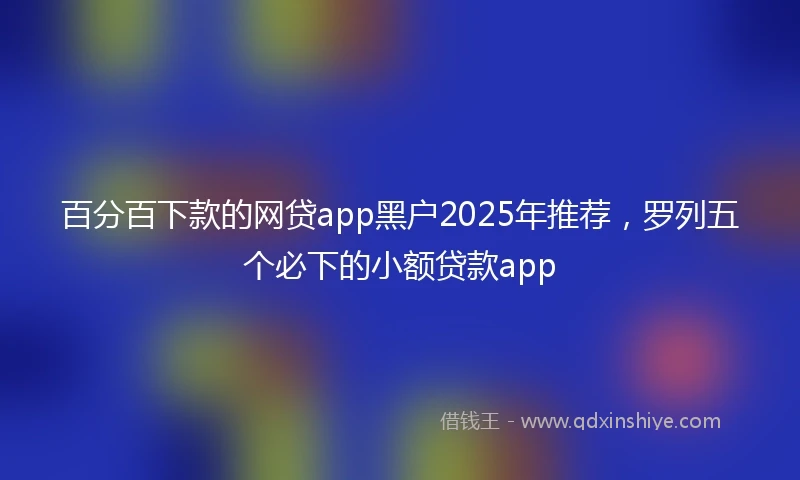 百分百下款的网贷app黑户2025年推荐，罗列五个必下的小额贷款app