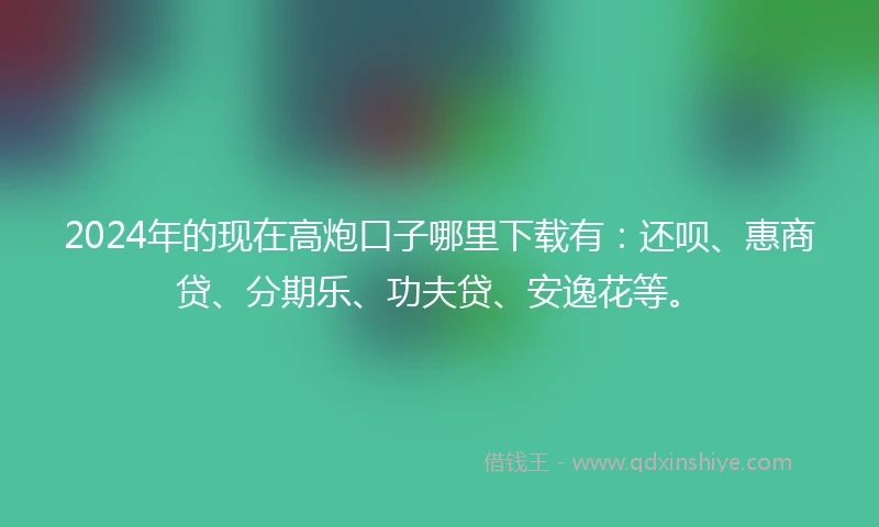 2024年的现在高炮口子哪里下载有：还呗、惠商贷、分期乐、功夫贷、安逸花等。