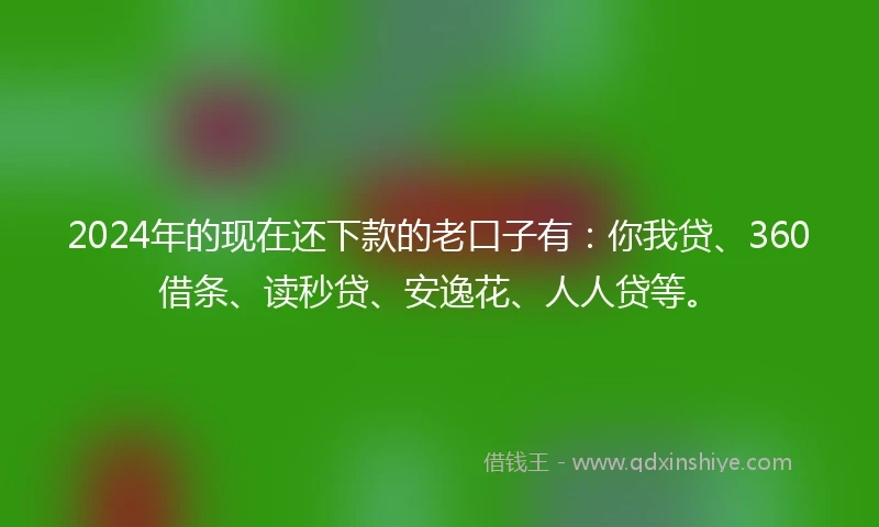 2024年的现在还下款的老口子有：你我贷、360借条、读秒贷、安逸花、人人贷等。