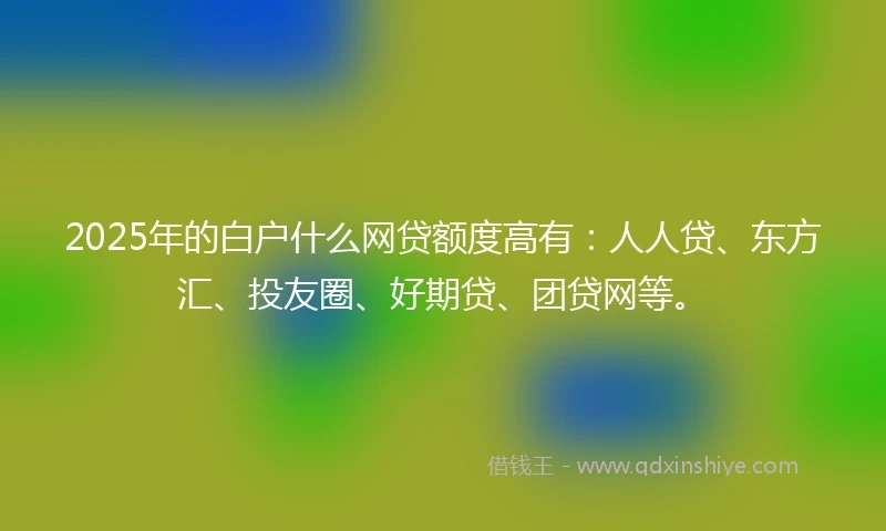 2025年的白户什么网贷额度高有:人人贷、东方汇、投友圈、好期贷、团贷网等。