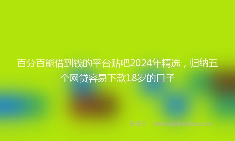 百分百能借到钱的平台贴吧2024年精选，归纳五个网贷容易下款18岁的口子