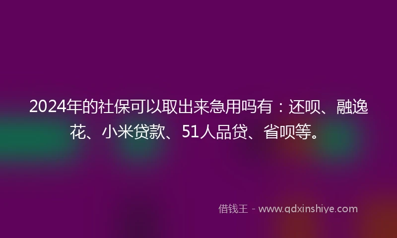 2024年的社保可以取出来急用吗有：还呗、融逸花、小米贷款、51人品贷、省呗等。