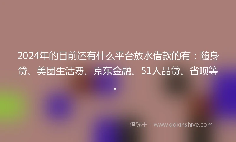 2024年的目前还有什么平台放水借款的有：随身贷、美团生活费、京东金融、51人品贷、省呗等。