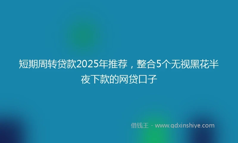 短期周转贷款2025年推荐，整合5个无视黑花半夜下款的网贷口子