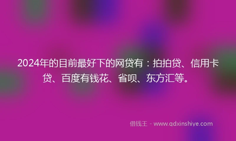 2024年的目前最好下的网贷有：拍拍贷、信用卡贷、百度有钱花、省呗、东方汇等。