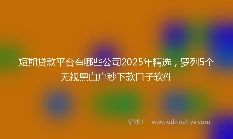 短期贷款平台有哪些公司2025年精选，罗列5个无视黑白户秒下款口子软件