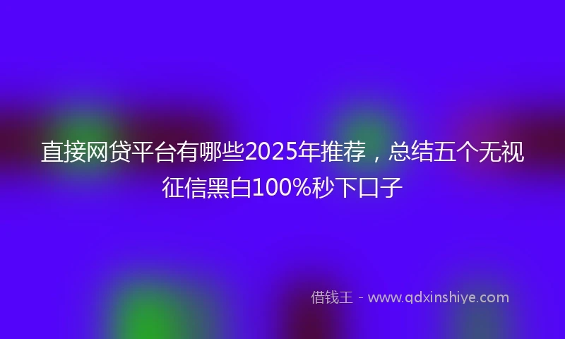 直接网贷平台有哪些2025年推荐，总结五个无视征信黑白100%秒下口子