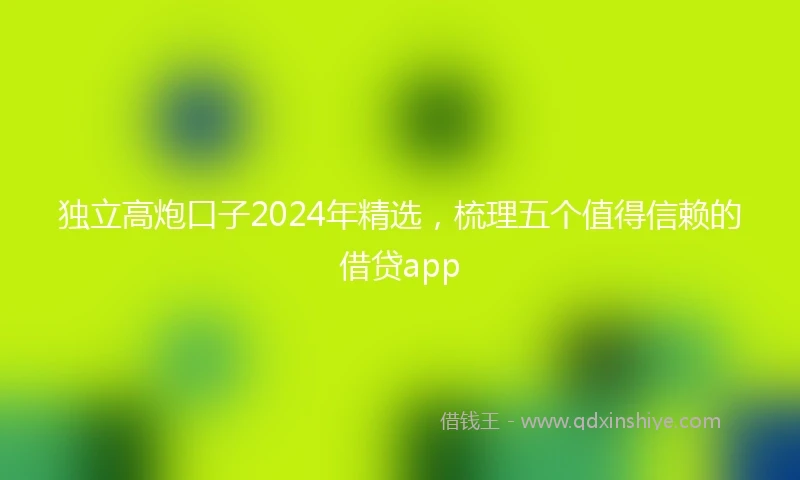 独立高炮口子2024年精选，梳理五个值得信赖的借贷app
