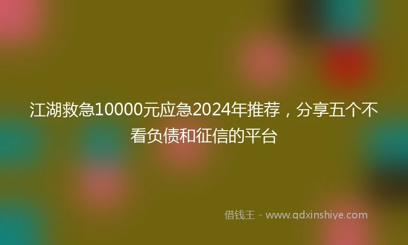 江湖救急10000元应急2024年推荐，分享五个不看负债和征信的平台