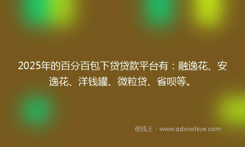 2025年的百分百包下贷贷款平台有：融逸花、安逸花、洋钱罐、微粒贷、省呗等。