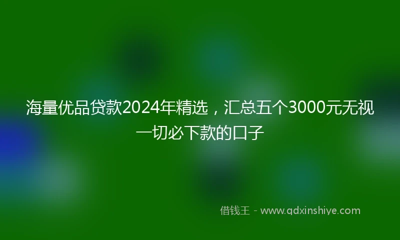 海量优品贷款2024年精选，汇总五个3000元无视一切必下款的口子