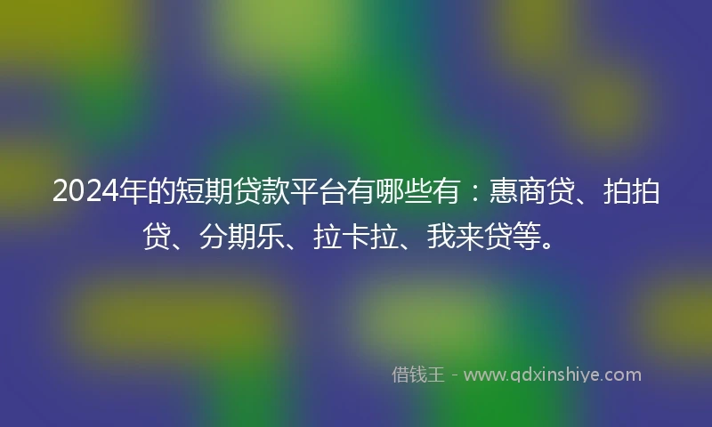 2024年的短期贷款平台有哪些有：惠商贷、拍拍贷、分期乐、拉卡拉、我来贷等。