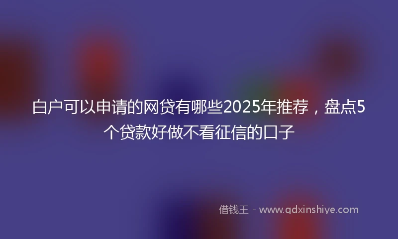 白户可以申请的网贷有哪些2025年推荐，盘点5个贷款好做不看征信的口子