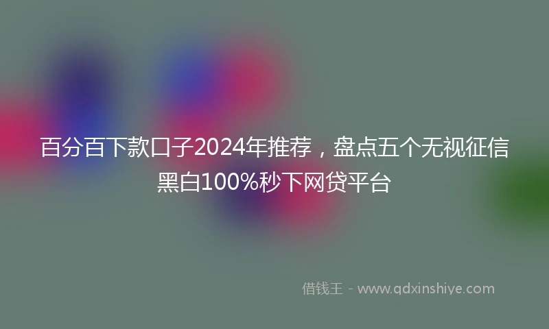 百分百下款口子2024年推荐，盘点五个无视征信黑白100%秒下网贷平台