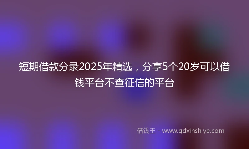 短期借款分录2025年精选，分享5个20岁可以借钱平台不查征信的平台